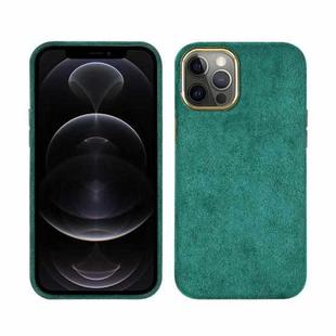 For iPhone 12 / 12 Pro Plush Roughout PU Phone Case(Green)