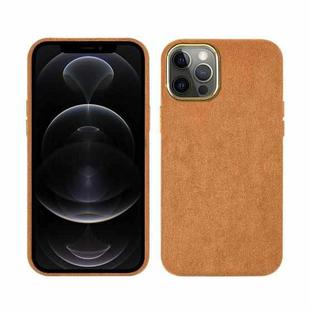 For iPhone 12 / 12 Pro Plush Roughout PU Phone Case(Brown)