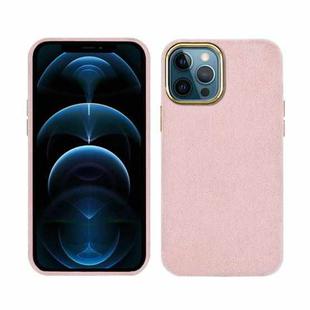 For iPhone 12 Pro Max Plush Roughout PU Phone Case(Pink)