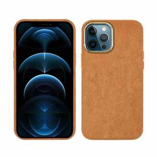 For iPhone 12 Pro Max Plush Roughout PU Phone Case(Brown)
