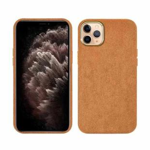For iPhone 11 Pro Max Plush Roughout PU Phone Case (Brown)