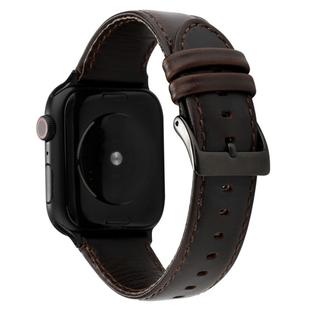 For Apple Watch Series 8&7 41mm / SE 2&6&SE&5&4 40mm / 3&2&1 38mm Oil Wax Crazy Horse Texture Genuine Leather Watch Band(Coffee)