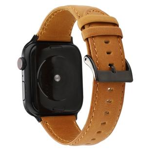 For Apple Watch Series 7 45mm / 6 & SE & 5 & 4 44mm / 3 & 2 & 1 42mm Oil Wax Crazy Horse Texture Genuine Leather Watch Band(Light Brown)