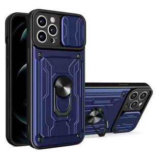 For iPhone 13 Pro Sliding Camshield Card Phone Case (Blue)