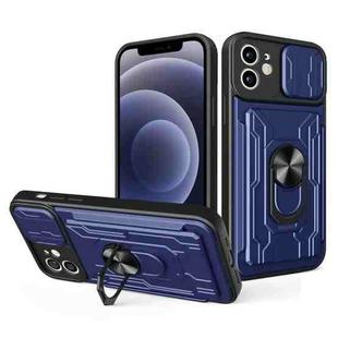 For iPhone 12 Sliding Camshield Card Phone Case(Blue)
