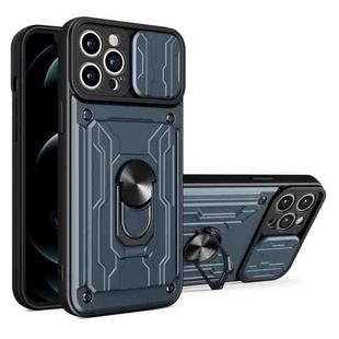 For iPhone 12 Pro Max Sliding Camshield Card Phone Case(Grey Blue)