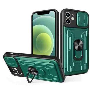 For iPhone 11 Sliding Camshield Card Phone Case (Dark Green)
