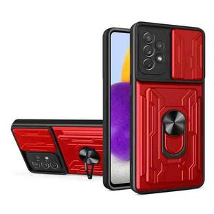 For Samsung Galaxy A72 4G / 5G Sliding Camshield Card Phone Case(Red)
