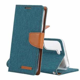 For Samsung Galaxy S22+ 5G GOOSPERY CANVAS DIARY Canvas Texture Leather Phone Case(Dark Green)