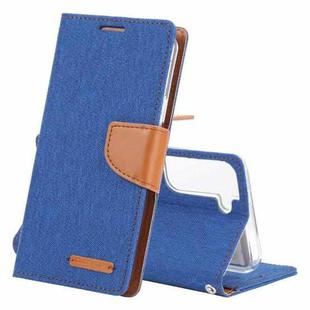 For Samsung Galaxy S22+ 5G GOOSPERY CANVAS DIARY Canvas Texture Leather Phone Case(Blue)