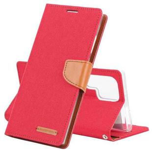 For Samsung Galaxy S22 Ultra 5G GOOSPERY CANVAS DIARY Canvas Texture Leather Phone Case(Red)