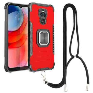 For Motorola Moto G Play 2021 Aluminum Alloy + TPU Phone Case with Lanyard(Red)