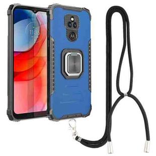 For Motorola Moto G Play 2021 Aluminum Alloy + TPU Phone Case with Lanyard(Blue)