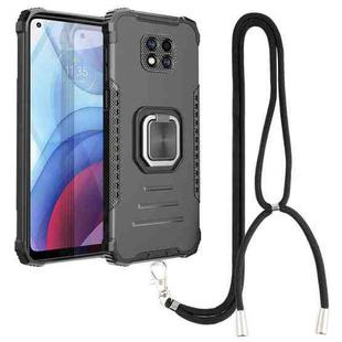 For Motorola Moto G Power 2021 Aluminum Alloy + TPU Phone Case with Lanyard(Black)