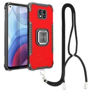 For Motorola Moto G Power 2021 Aluminum Alloy + TPU Phone Case with Lanyard(Red)