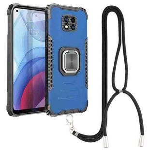 For Motorola Moto G Power 2021 Aluminum Alloy + TPU Phone Case with Lanyard(Blue)