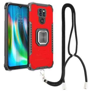 For Motorola Moto G9 / G9 Play / E7 Plus Aluminum Alloy + TPU Phone Case with Lanyard(Red)