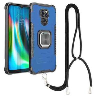 For Motorola Moto G9 / G9 Play / E7 Plus Aluminum Alloy + TPU Phone Case with Lanyard(Blue)