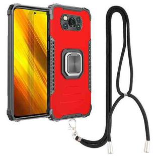 For Xiaomi Poco X3 / X3 NFC Aluminum Alloy + TPU Phone Case with Lanyard(Red)