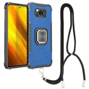 For Xiaomi Poco X3 / X3 NFC Aluminum Alloy + TPU Phone Case with Lanyard(Blue)