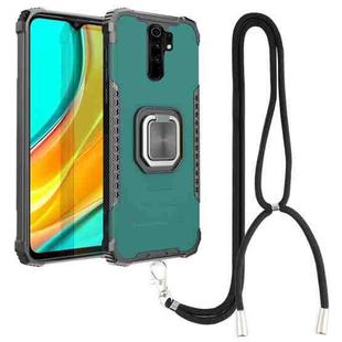 For Xiaomi Redmi 9 / Redmi 10X Aluminum Alloy + TPU Phone Case with Lanyard(Green)