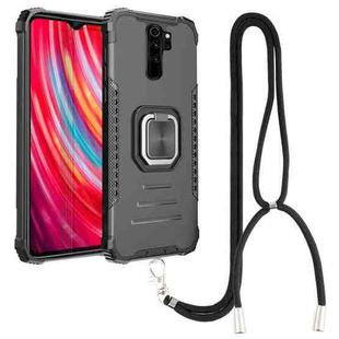 For Xiaomi Redmi Note 8 Pro Aluminum Alloy + TPU Phone Case with Lanyard(Black)