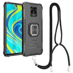 For Xiaomi Redmi Note 9S / Note 9 Pro Aluminum Alloy + TPU Phone Case with Lanyard(Black)