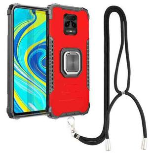 For Xiaomi Redmi Note 9S / Note 9 Pro Aluminum Alloy + TPU Phone Case with Lanyard(Red)