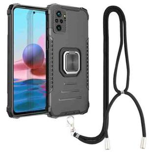 For Xiaomi Redmi Note 10 4G / Note 10S Aluminum Alloy + TPU Phone Case with Lanyard(Black)