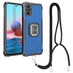 For Xiaomi Redmi Note 10 4G / Note 10S Aluminum Alloy + TPU Phone Case with Lanyard(Blue)