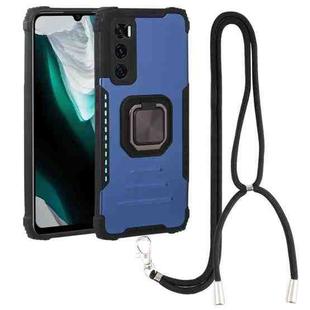 For vivo V20 SE Aluminum Alloy + TPU Phone Case with Lanyard(Blue)