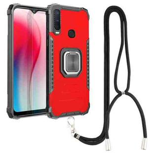 For vivo Y17 / Y12 / Y15 / Y11 2019 / Y5 2020 Aluminum Alloy + TPU Phone Case with Lanyard(Red)