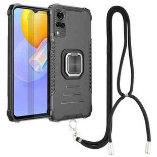 For vivo Y51 2020 / Y31 Aluminum Alloy + TPU Phone Case with Lanyard(Black)