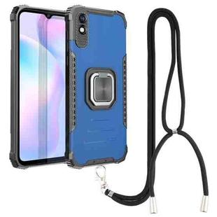 For Xiaomi Redmi 9A Aluminum Alloy + TPU Phone Case with Lanyard(Blue)