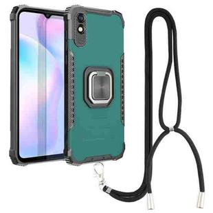 For Xiaomi Redmi 9A Aluminum Alloy + TPU Phone Case with Lanyard(Green)