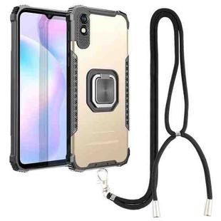 For Xiaomi Redmi 9A Aluminum Alloy + TPU Phone Case with Lanyard(Gold)