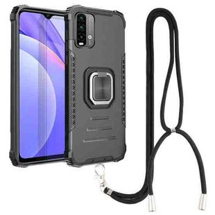 For Xiaomi Redmi Note 9 4G / 9 Power /  9T Aluminum Alloy + TPU Phone Case with Lanyard(Black)