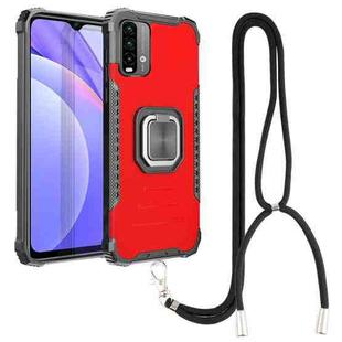 For Xiaomi Redmi Note 9 4G / 9 Power /  9T Aluminum Alloy + TPU Phone Case with Lanyard(Red)