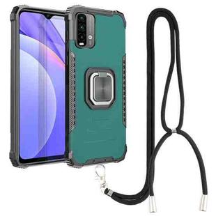 For Xiaomi Redmi Note 9 4G / 9 Power /  9T Aluminum Alloy + TPU Phone Case with Lanyard(Green)