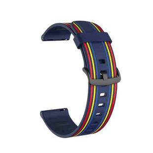 20mm Stripe Silicone Watch Band(Dark Blue)