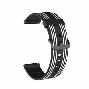 20mm Stripe Silicone Watch Band(Black White)