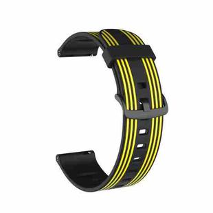 20mm Stripe Silicone Watch Band(Black Yellow)