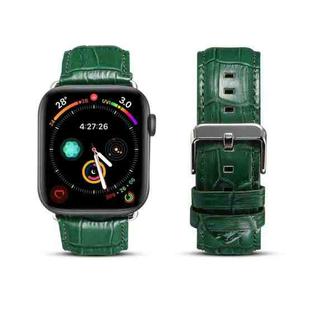 For Apple Watch Series 7 45mm / 6 & SE & 5 & 4 44mm / 3 & 2 & 1 42mm Cowhide Crocodile Texture Strap Watch Band(Green)