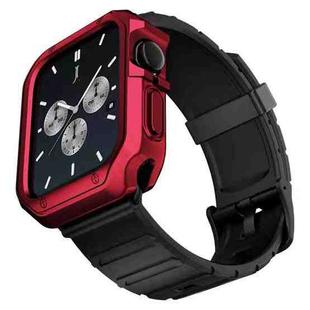 Silicone Watch Band + Watch Case Set For Apple Watch Series 7 41mm(Black Red)