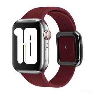 Black Buckle Silicone Watch Band For Apple Watch Series 8&7 41mm / SE 2&6&SE&5&4 40mm / 3&2&1 38mm(Wine Red)