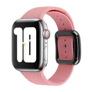 Black Buckle Silicone Watch Band For Apple Watch Series 8&7 41mm / SE 2&6&SE&5&4 40mm / 3&2&1 38mm(Light Pink)
