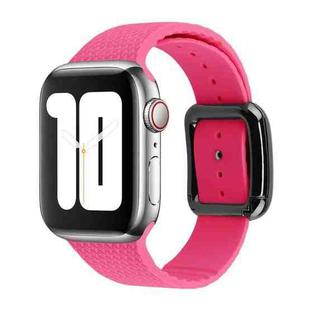 Black Buckle Silicone Watch Band For Apple Watch Ultra 49mm / Series 8&7 45mm / SE 2&6&SE&5&4 44mm / 3&2&1 42mm(Barbie Pink)