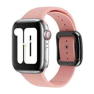 Black Buckle Silicone Watch Band For Apple Watch Ultra 49mm / Series 8&7 45mm / SE 2&6&SE&5&4 44mm / 3&2&1 42mm(Retro Rose)