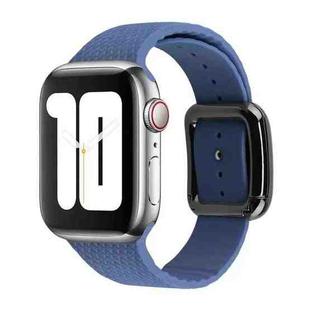 Black Buckle Silicone Watch Band For Apple Watch Ultra 49mm / Series 8&7 45mm / SE 2&6&SE&5&4 44mm / 3&2&1 42mm(Navy Blue)