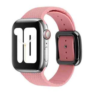 Black Buckle Silicone Watch Band For Apple Watch Ultra 49mm / Series 8&7 45mm / SE 2&6&SE&5&4 44mm / 3&2&1 42mm(Light Pink)